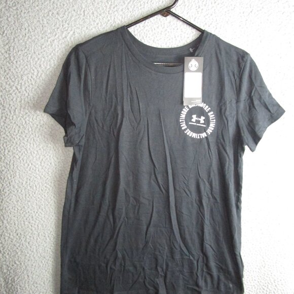 UNDER ARMOUR WOMENS' BALTIMORE SHIRT BLACK WHITE MEDIUM NEW NWT COTTON POLYESTER - Picture 2 of 4
